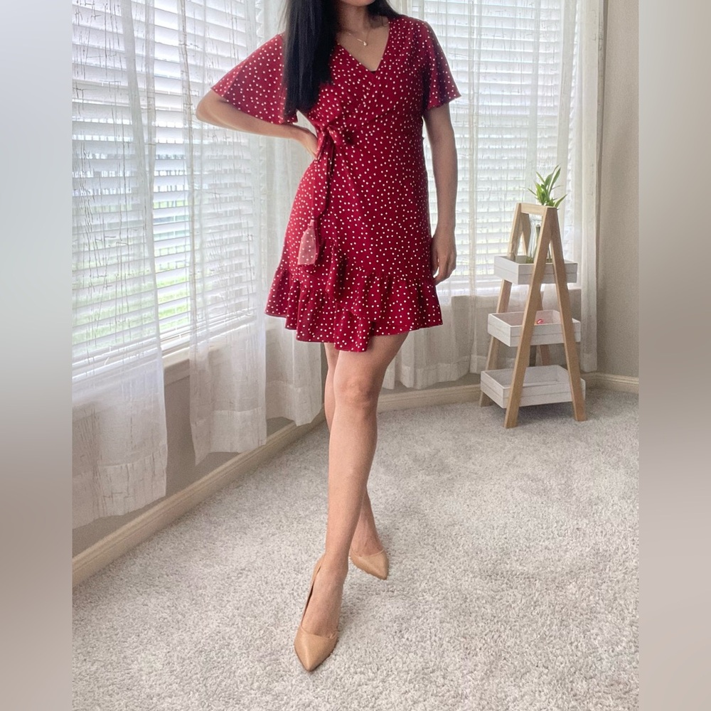 Naggoo Wrap Red Polka Dot dress Medium